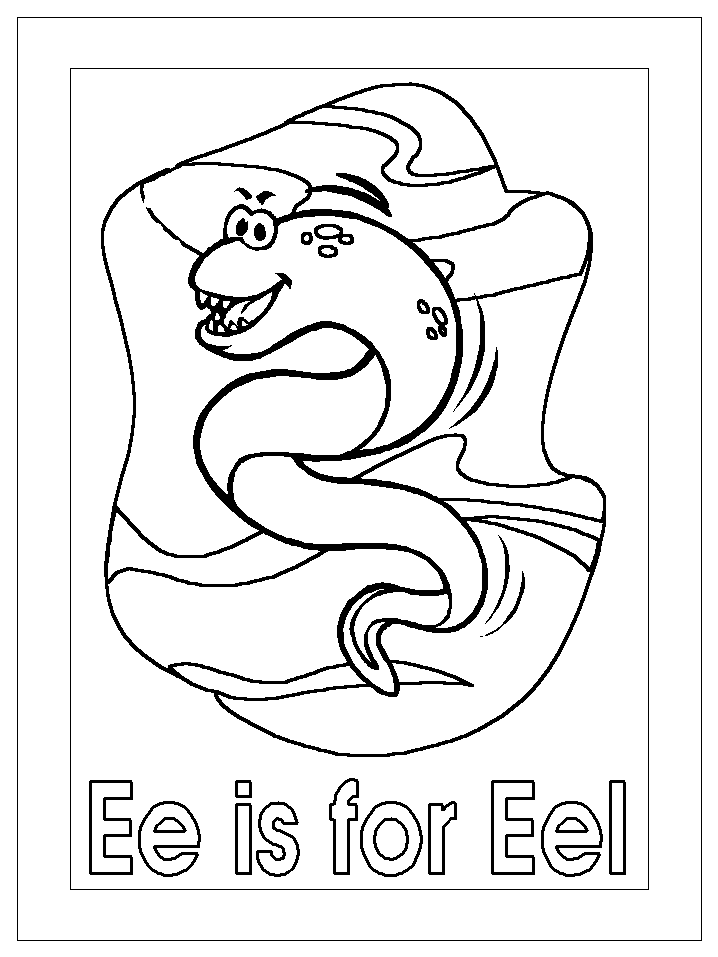 letter e for eel coloring page