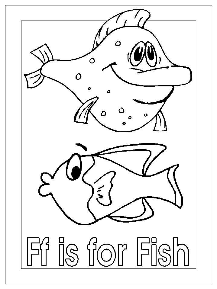 letter f for fish coloring page