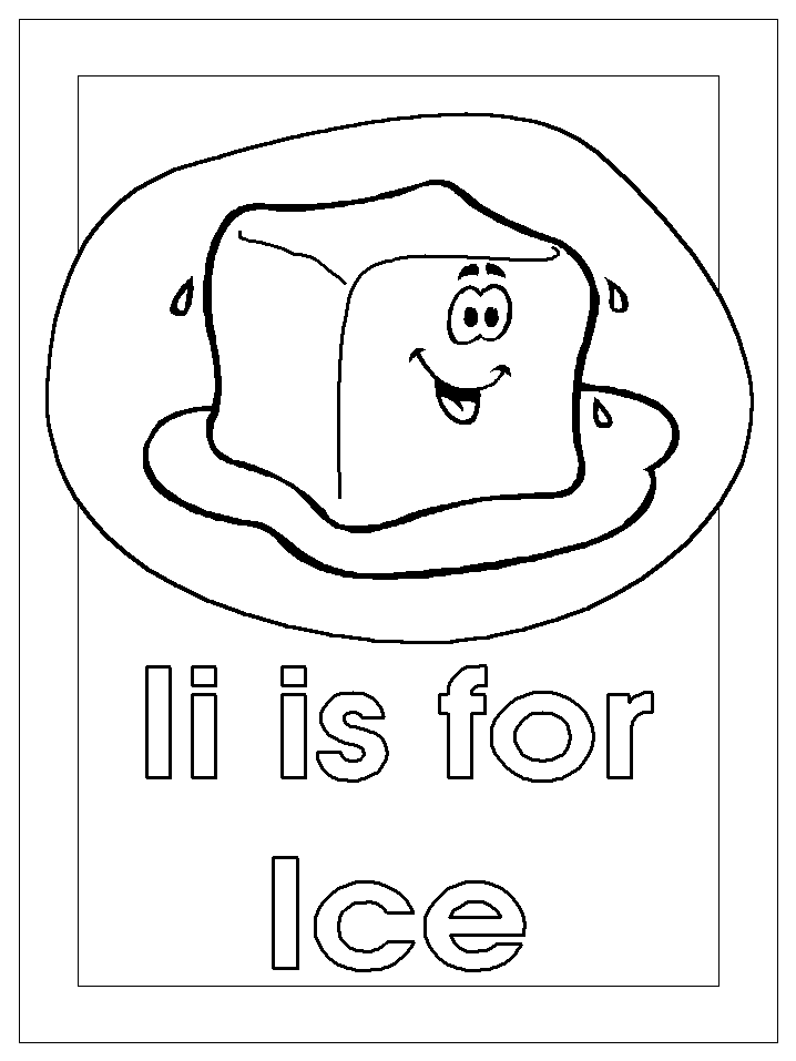 letter i for ice coloring page
