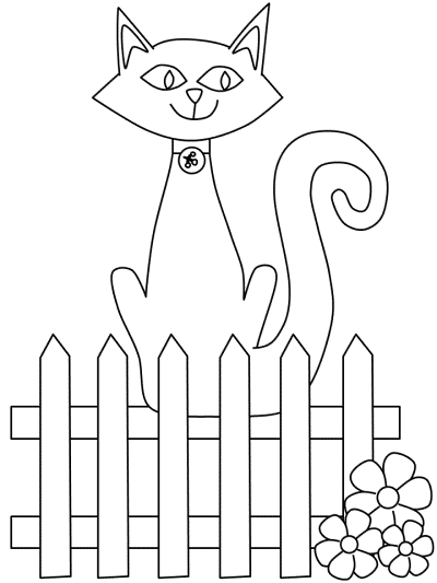 cat on a fence coloring pages