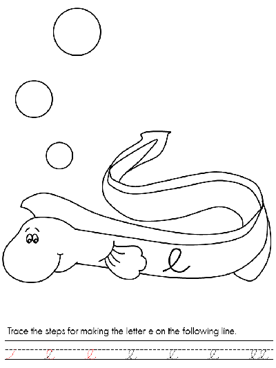 cursive lower case letter e worksheet