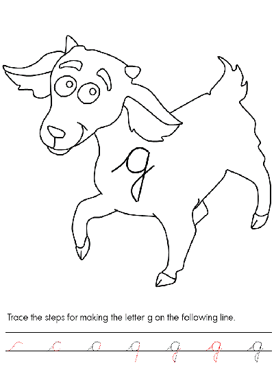 cursive lower case letter g worksheet
