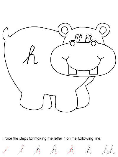 cursive lower case letter h worksheet