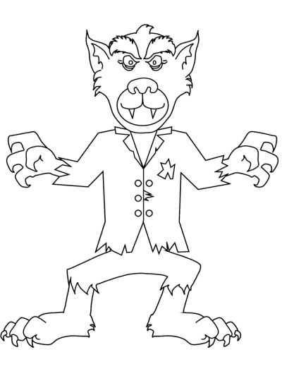Halloween werewolf coloring page
