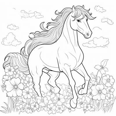 horse and flowers