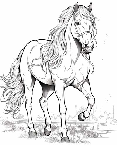 horse in the country coloring page