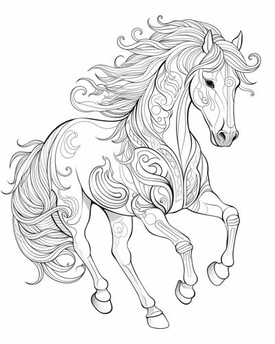 horse with decorations coloring page