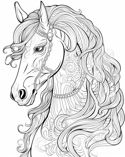 horse adult coloring page