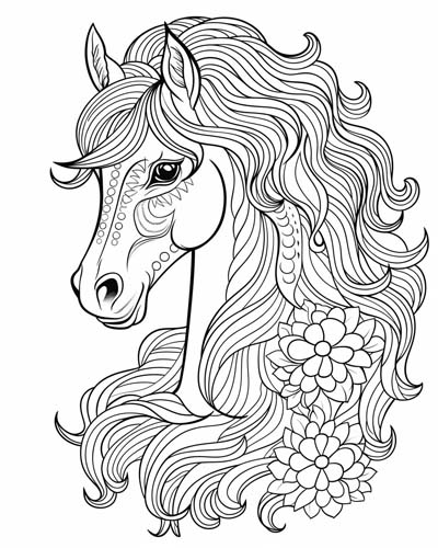 horse adult coloring page