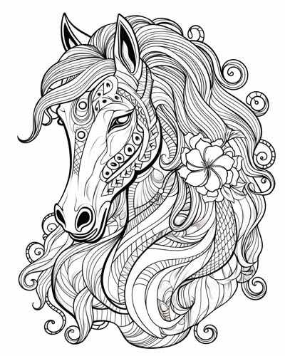 horse adult coloring page