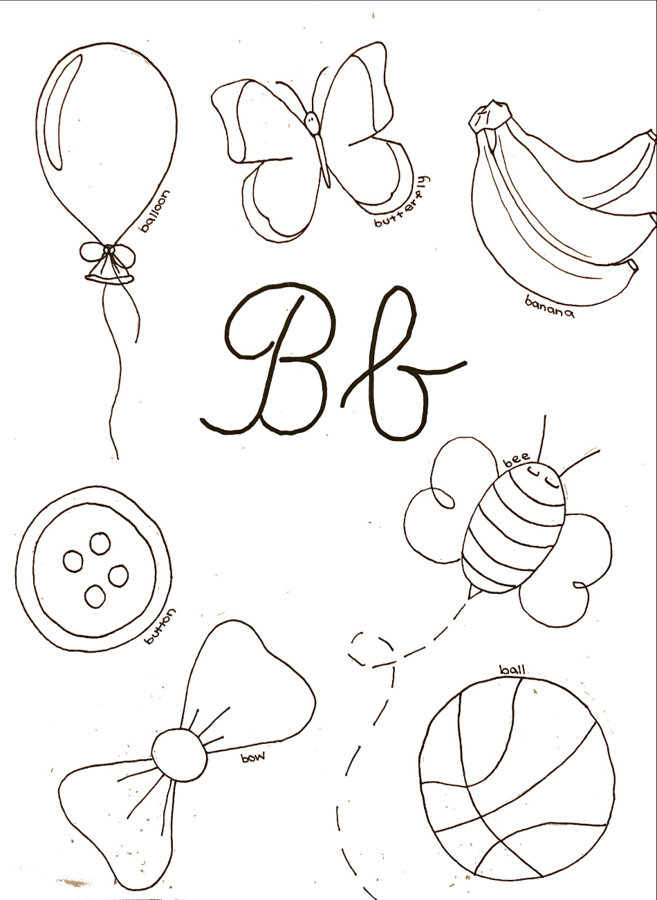 cursive letter b coloring page