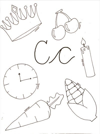 cursive letter c coloring page