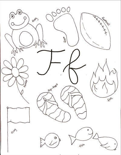 cursive letter f coloring page