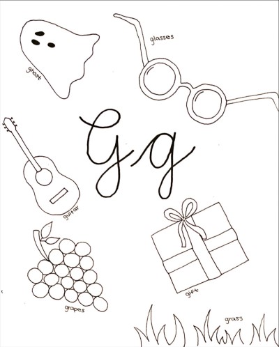 cursive letter g coloring page