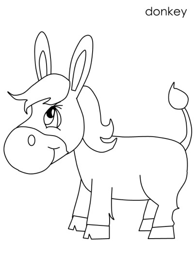 donkey with label coloring page