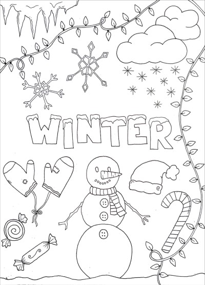 winter doodle coloring page