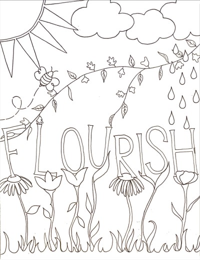 flourish word art coloring page