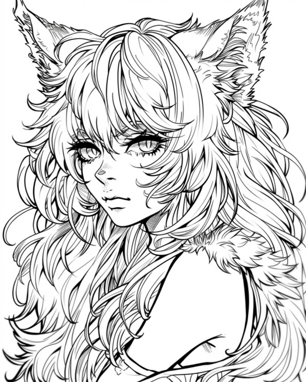 female werewolves coloring page