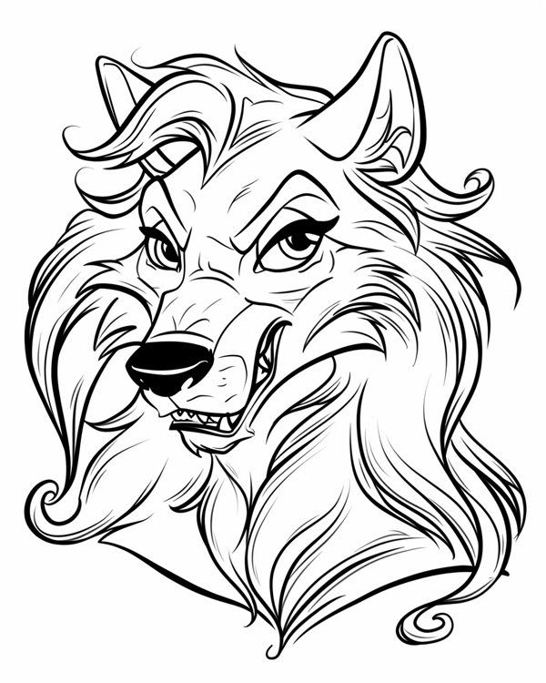 female werewolves coloring page