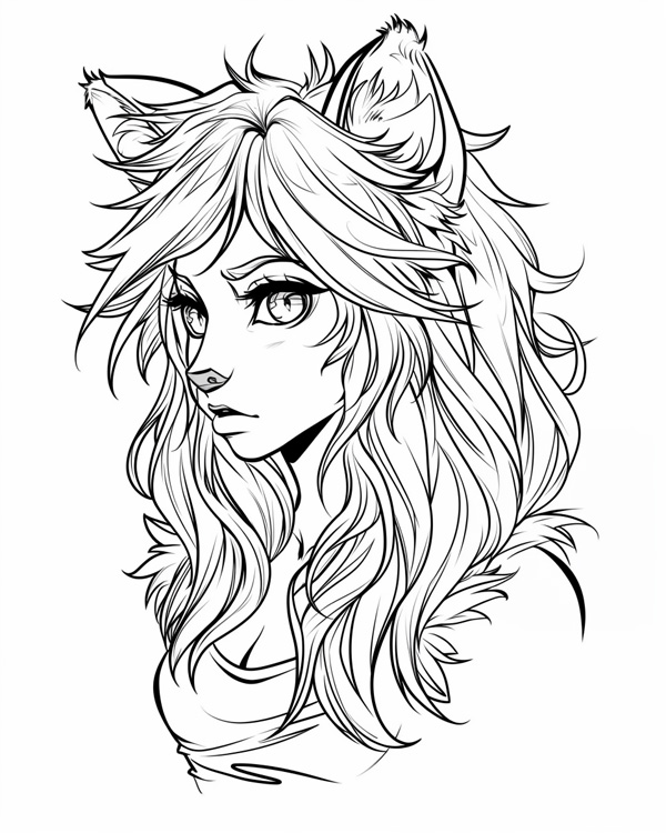 female werewolves coloring page