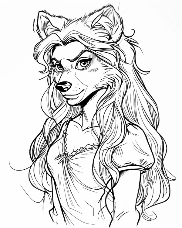 female werewolves coloring page