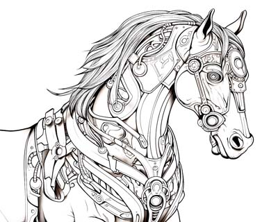 Cogwheel horse coloring page
