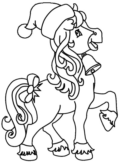 Christmas horse coloring page