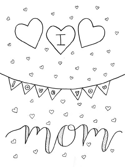 I love you mom coloring page