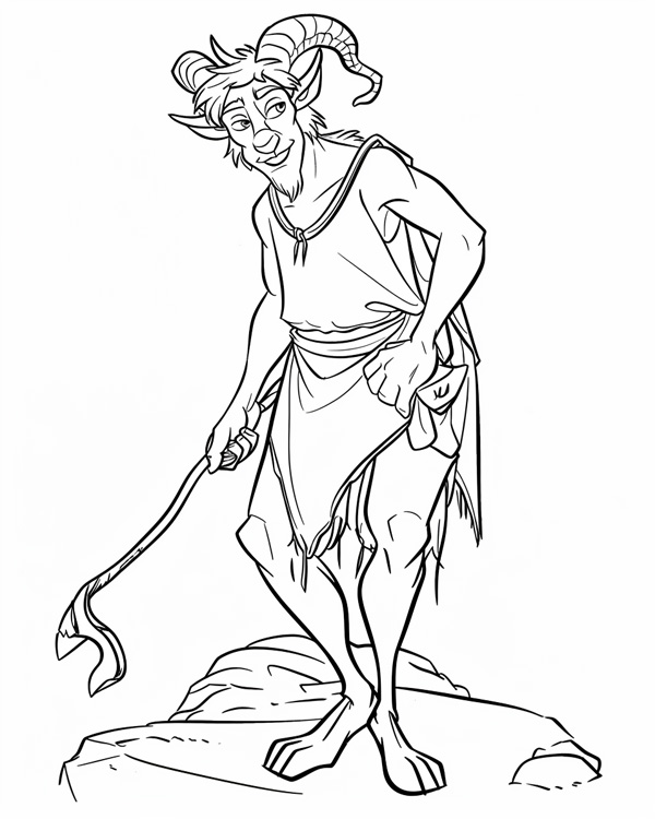 Pan, Greek god of the wild, coloring page