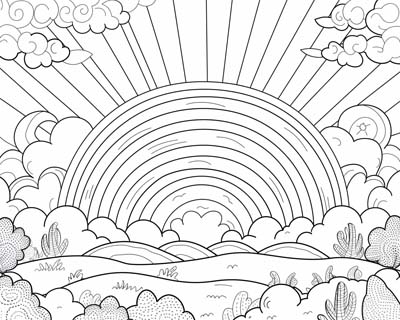 coloring page of a rainbow