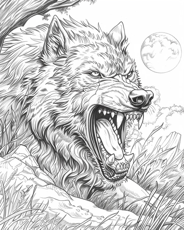 werewolf coloring page