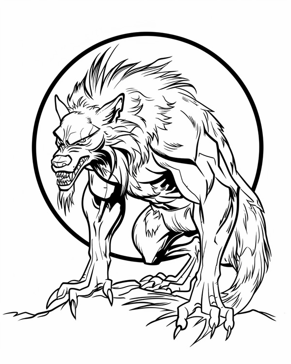 werewolf coloring page