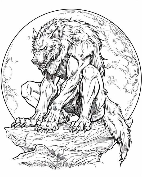 werewolf coloring page