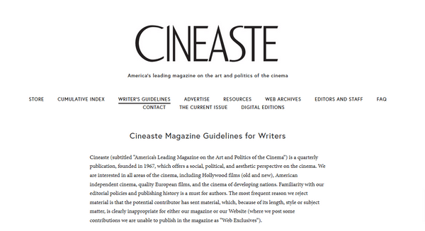 Become a paid movie critic for Cineaste